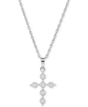 Diamond Accent Cross Pendant Necklace In Sterling Silver