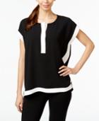Alfani Prima Colorblocked Cap-sleeve Top, Only At Macy's