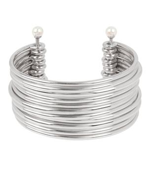 Bcbgeneration Pearl Silver Multi Row Cuff Bracelet
