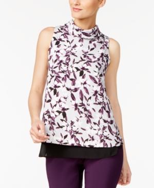 Alfani Floral-print Chiffon-hem Top, Created For Macy's