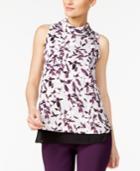 Alfani Floral-print Chiffon-hem Top, Created For Macy's