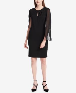 Calvin Klein Chiffon-sleeve Keyhole Dress