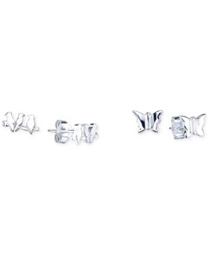 Unwritten Bird And Butterfly Stud Earring Duo In Sterling Silver