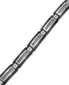 Men's Black Diamond Accent Bracelet In Stainless Steel