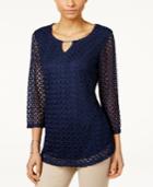 Jm Collection Crochet-lace Keyhole Top, Only At Macy's