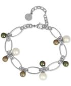 Majorica Silver-tone Multi Imitation Pearl Link Bracelet