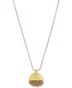 Vince Camuto Gold-tone Fringe Disc Pendant Necklace