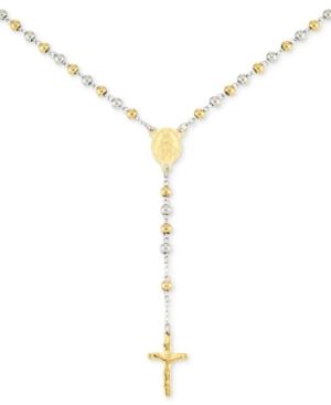 Legacy For Men By Simone I. Smith Beaded Cross 24 Lariat Necklace In Stainless Steel & Yellow Ion-plate
