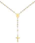 Legacy For Men By Simone I. Smith Beaded Cross 24 Lariat Necklace In Stainless Steel & Yellow Ion-plate