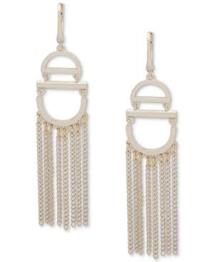 Dkny Gold-tone Pave Chain Fringe Drop Earrings, Created For Macy's