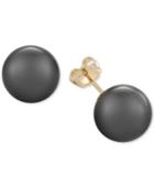 Cultured Tahitian Pearl Stud Earrings (11mm) In 14k Gold