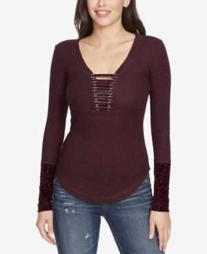 William Rast Adeline Velvet-contrast Henley