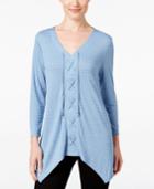Style & Co. Lace-up Handkerchief-hem Top, Only At Macy's