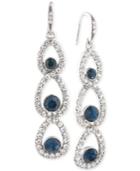 Carolee Silver-tone Glass Bead Pave Linear Drop Earrings