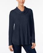 Style & Co Petite Cowl-neck Ribbed Top, Only At Macy's