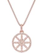 Thomas Sabo Karma Beads Cubic Zirconia Pave Wheel Of Karma Pendant Necklace In 18k Rose Gold-plated Sterling Silver