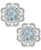 Aquamarine (1/2 Ct. T.w.) And Diamond Accent Earrings In 14k White Gold