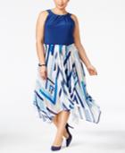 Sl Fashions Plus Size Printed Handkerchief-hem Dress