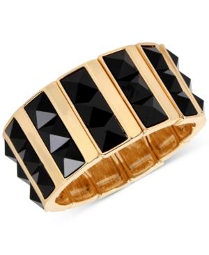 M. Haskell For Inc Gold-tone Faceted Jet Stone Rectangle Stretch Bracelet, Only At Macy's