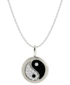 Diamond Yin Yang Disk Pendant Necklace In 14k White Gold (1/10 Ct. T.w.)