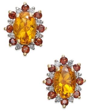 Multi-gemstone (1-3/8 Ct. T.w.) & Diamond Accents Stud Earrings In 14k Gold