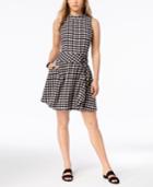 Bar Iii Plaid Lace-up Fit & Flare Dress, Created For Macy's