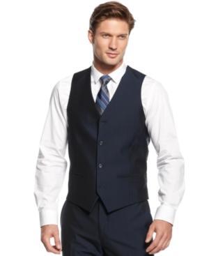 Alfani Red Vest Navy Textured Slim Fit