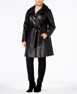 Jones New York Plus Size Leather Trench Coat