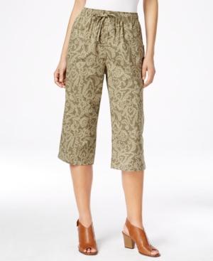 Karen Scott Drawstring-waist Printed Capri Pants, Only At Macy's