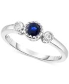 Sapphire (3/8 Ct. T.w.) & Diamond Accent Ring In 14k White Gold