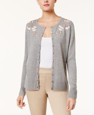 Karen Scott Embroidered Cardigan, Created For Macy's