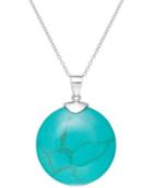 Manufactured Turquoise Circle Pendant Necklace In Sterling Silver (26 Ct. T.w.)