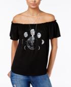 Hybrid Juniors' To The Moon Off-the-shoulder Graphic Top