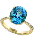 Effy Blue Topaz (5-9/10 Ct. T.w.) & Diamond (1/8 Ct. T.w.) Ring In 14k Gold