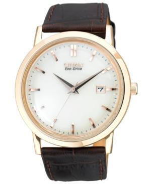 Citizen Men's Eco-drive Brown Leather Strap Watch 40mm Bm7193-07b