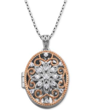 Giani Bernini Cubic Zirconia Oval Filigree Locket 18 Pendant Necklace, Created For Macy's
