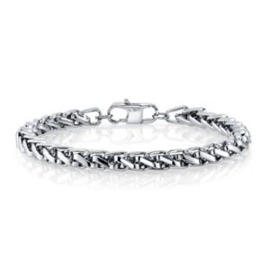 He Rocks 6mm Wheat Chain Stainless Steel Bracelet, 8.5