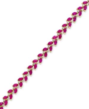 Certified Ruby (9-5/8 Ct. T.w.) & Diamond (7/8 Ct. T.w.) Link Bracelet In 14k Gold