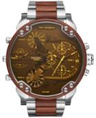 Diesel Men's Brown Leather And Stainless Steel Bracelet Watch 55x57mm Dz7397