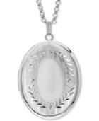 Signet Oval Double Frame Locket 30 Pendant Necklace In Sterling Silver