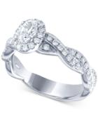 Diamond Oval Twist Engagement Ring (1 Ct. T.w.) In 14k White Gold