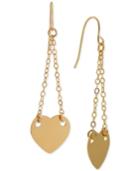 Heart Chain Drop Earrings In 14k Gold