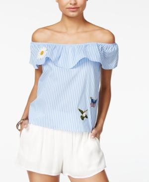 Bcx Juniors' Striped Patch Off-the-shoulder Top