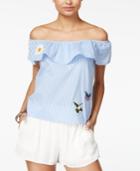 Bcx Juniors' Striped Patch Off-the-shoulder Top