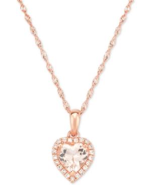 Morganite (5/8 Ct. T.w.) & Diamond Accent Heart Pendant Necklace In 14k Rose Gold