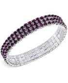 2028 Silver-tone Purple Crystal Triple-row Stretch Bracelet, Created For Macy's