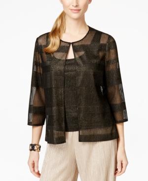 Alex Evenings Plus Striped Metallic Jacket & Shell