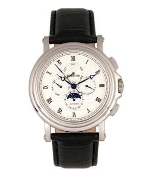 Heritor Automatic Kingsley Silver & White Leather Watches 46mm