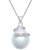 Cultured White South Sea Pearl (13mm) And Diamond Accent Pendant Necklace In 14k White Gold