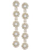 Jewel Badgley Mischka Gold-tone Crystal & Imitation Pearl Linear Drop Earrings